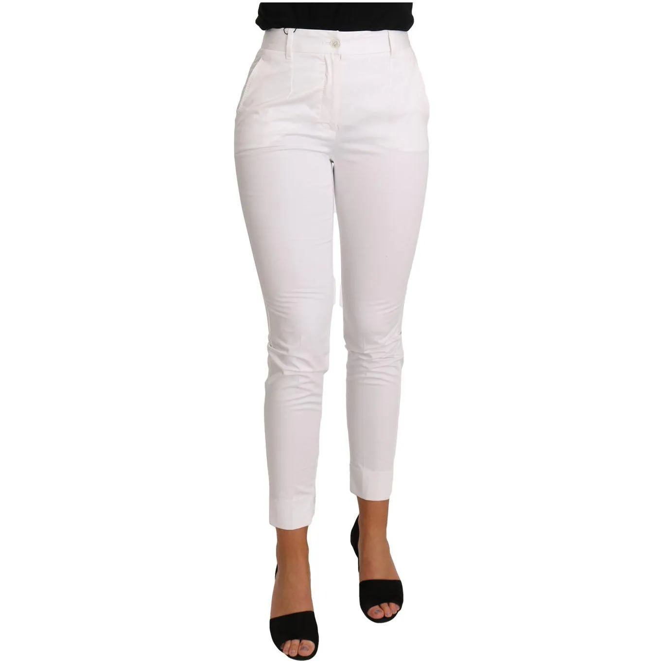 Dolce & Gabbana Chic White Slim Dress Pants