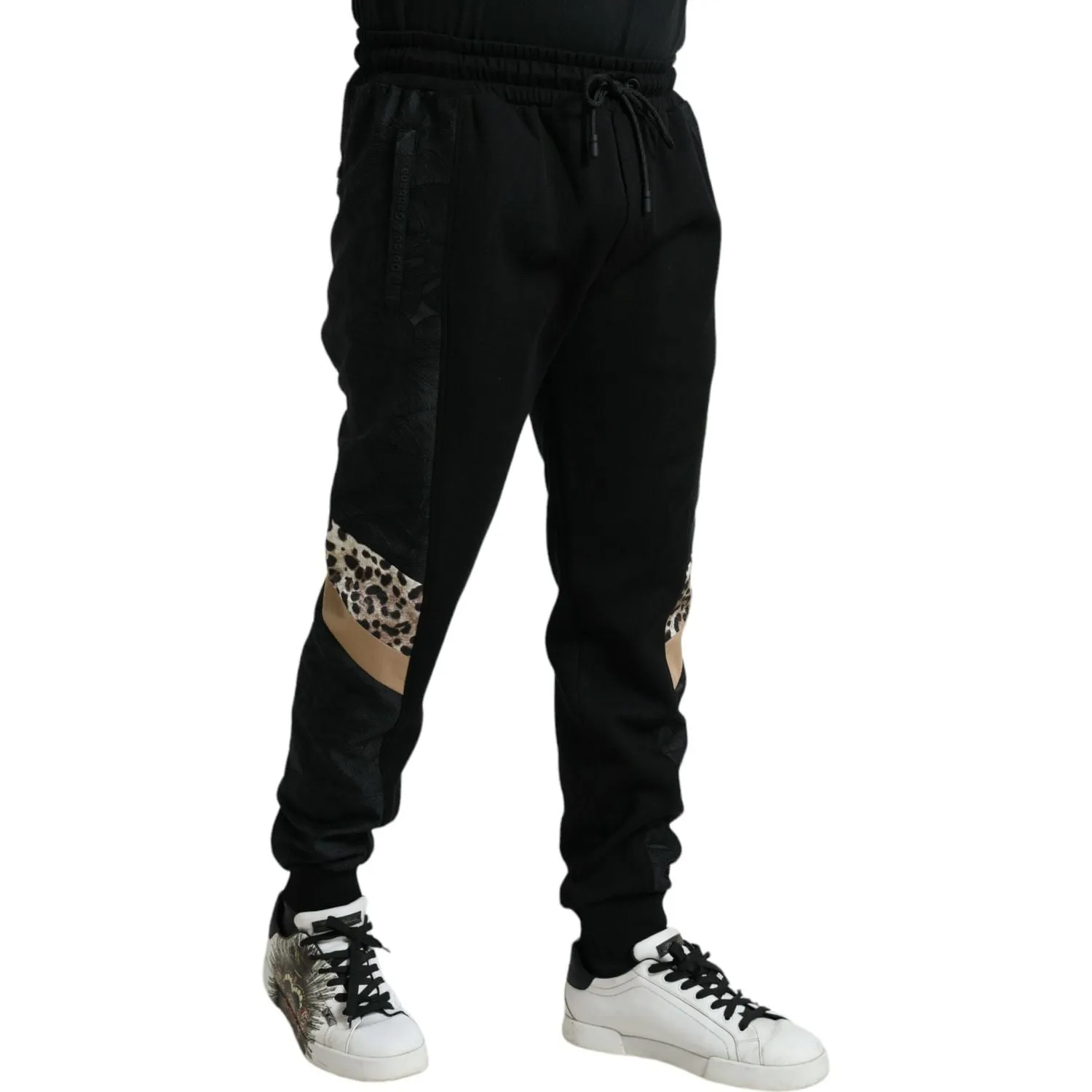 Dolce & Gabbana Elegant Black Leopard Jogger Pants