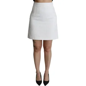 Dolce & Gabbana Elegant White Floral Brocade Mini Skirt