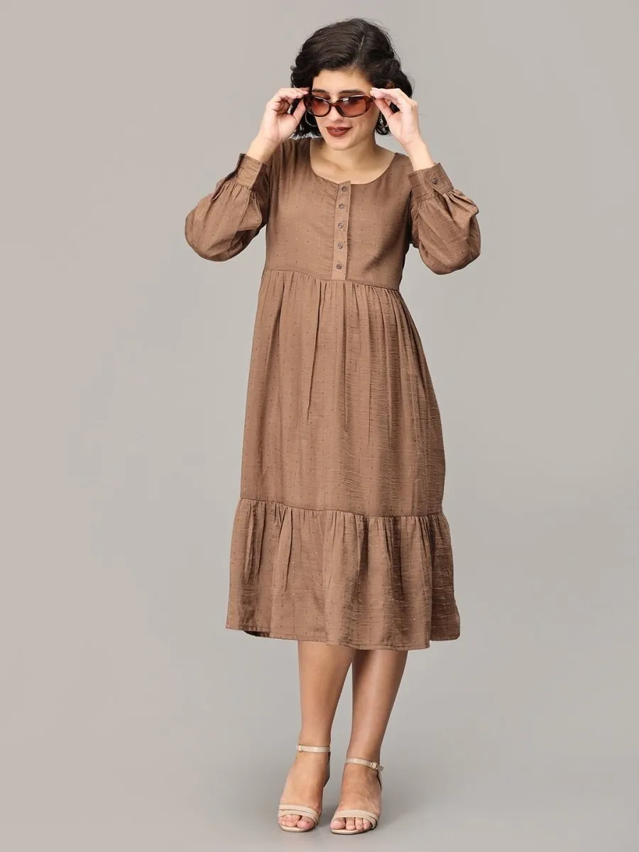 Drama Mama Maternity And Nursing Midi Tier Dress