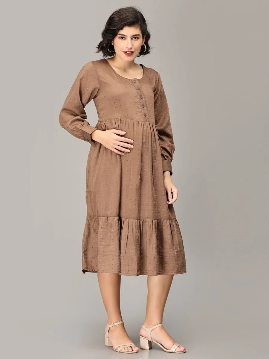 Drama Mama Maternity And Nursing Midi Tier Dress