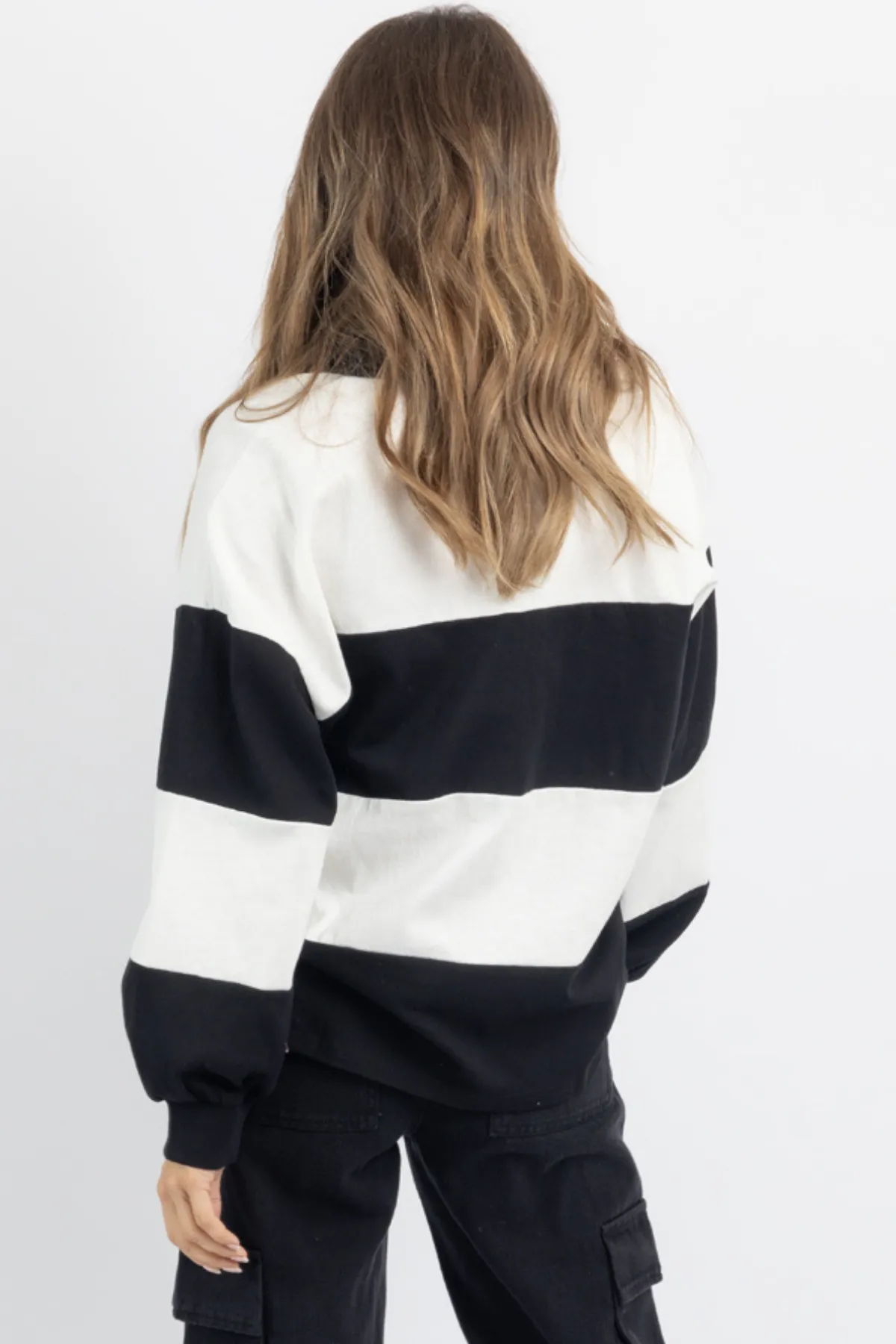 ELIANNA B W POLO STRIPE TOP