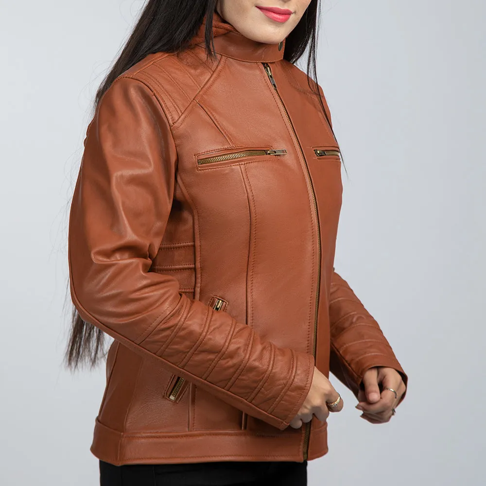 Elsa Brown Vintage Leather Jacket With Detachable Hood