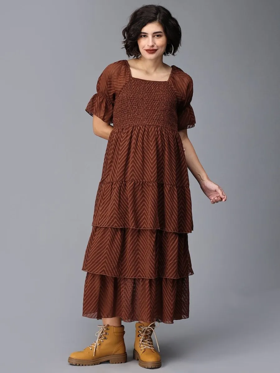 Endless Espresso Tiered Maternity Dress