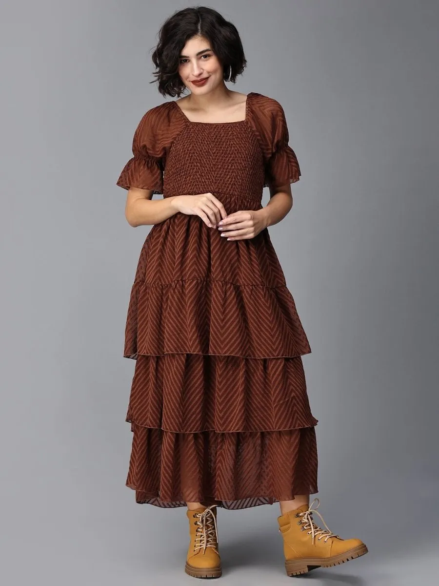 Endless Espresso Tiered Maternity Dress