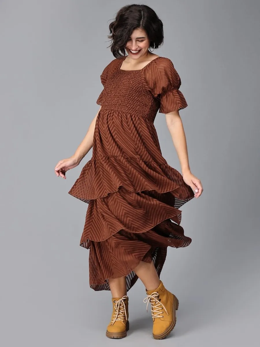 Endless Espresso Tiered Maternity Dress