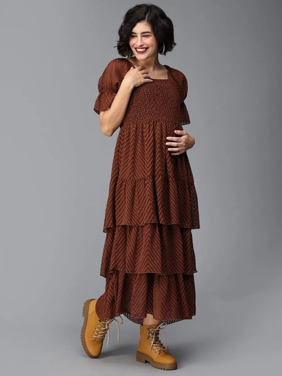 Endless Espresso Tiered Maternity Dress