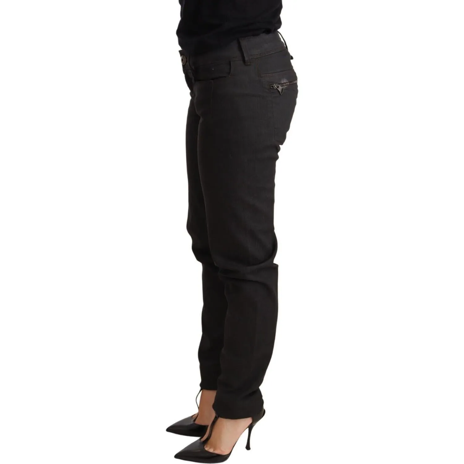 Ermanno Scervino Chic Black Low Waist Skinny Jeans