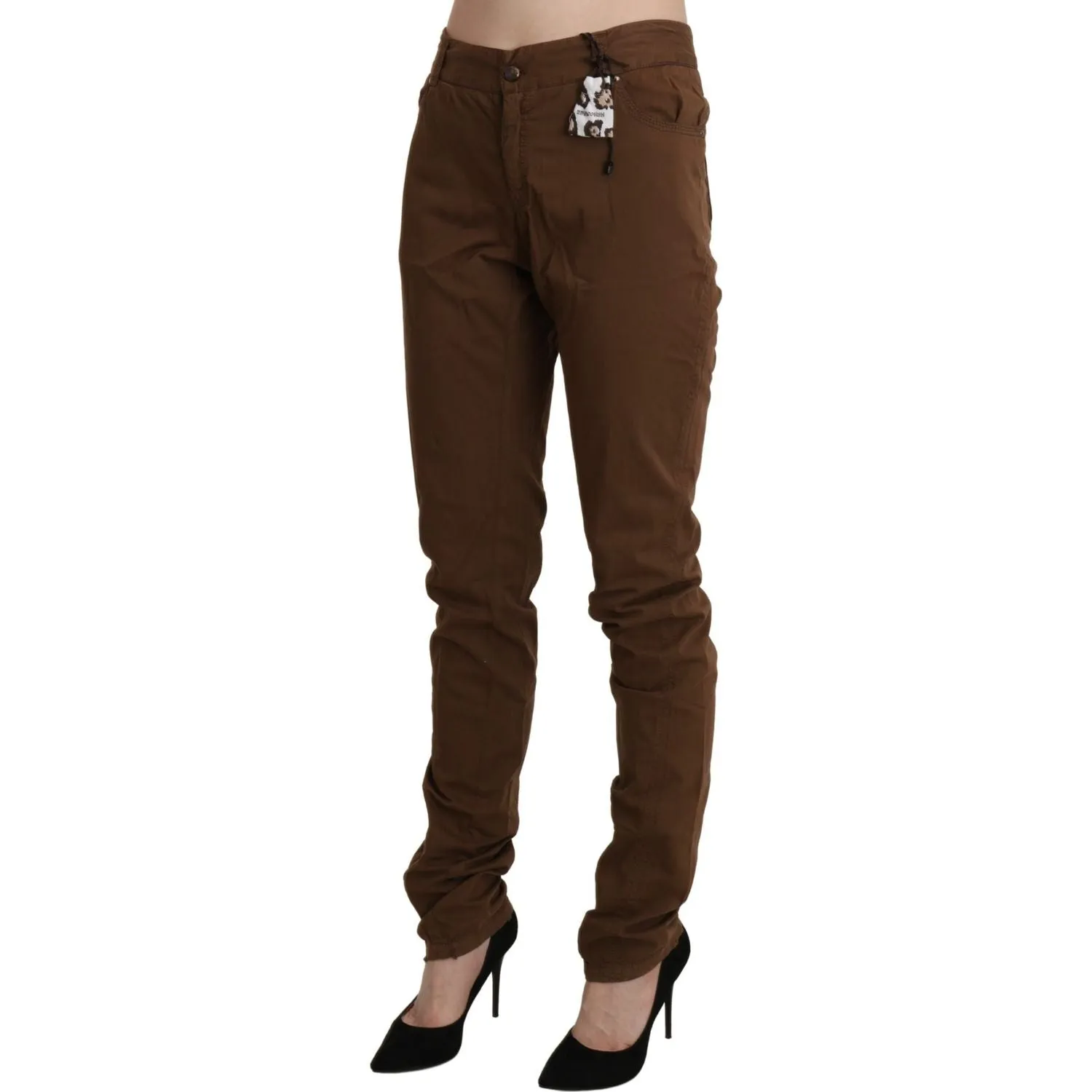 Ermanno Scervino Chic High Waist Skinny Cotton Trousers