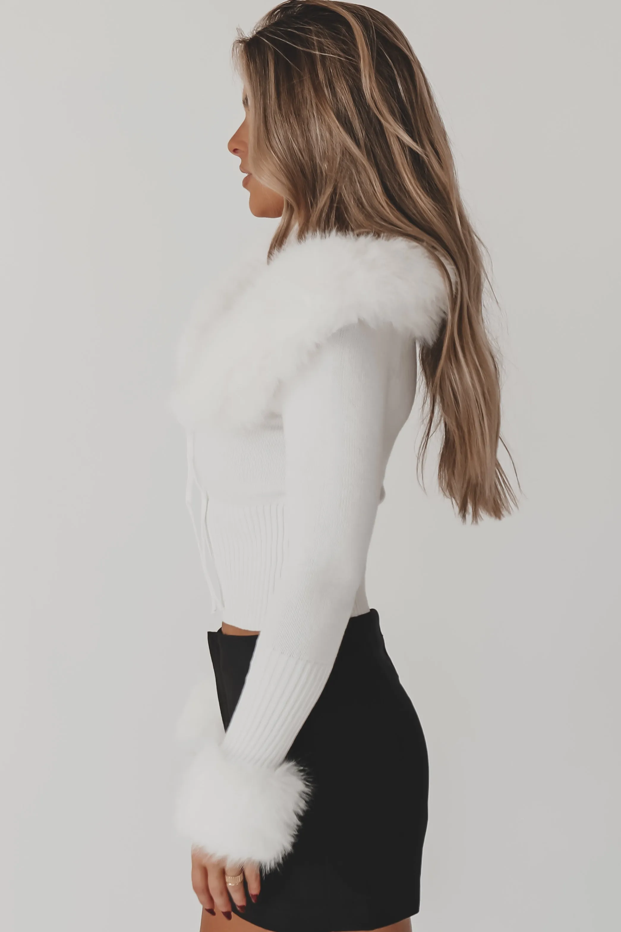 Fashionably Warm White Faux Fur Top