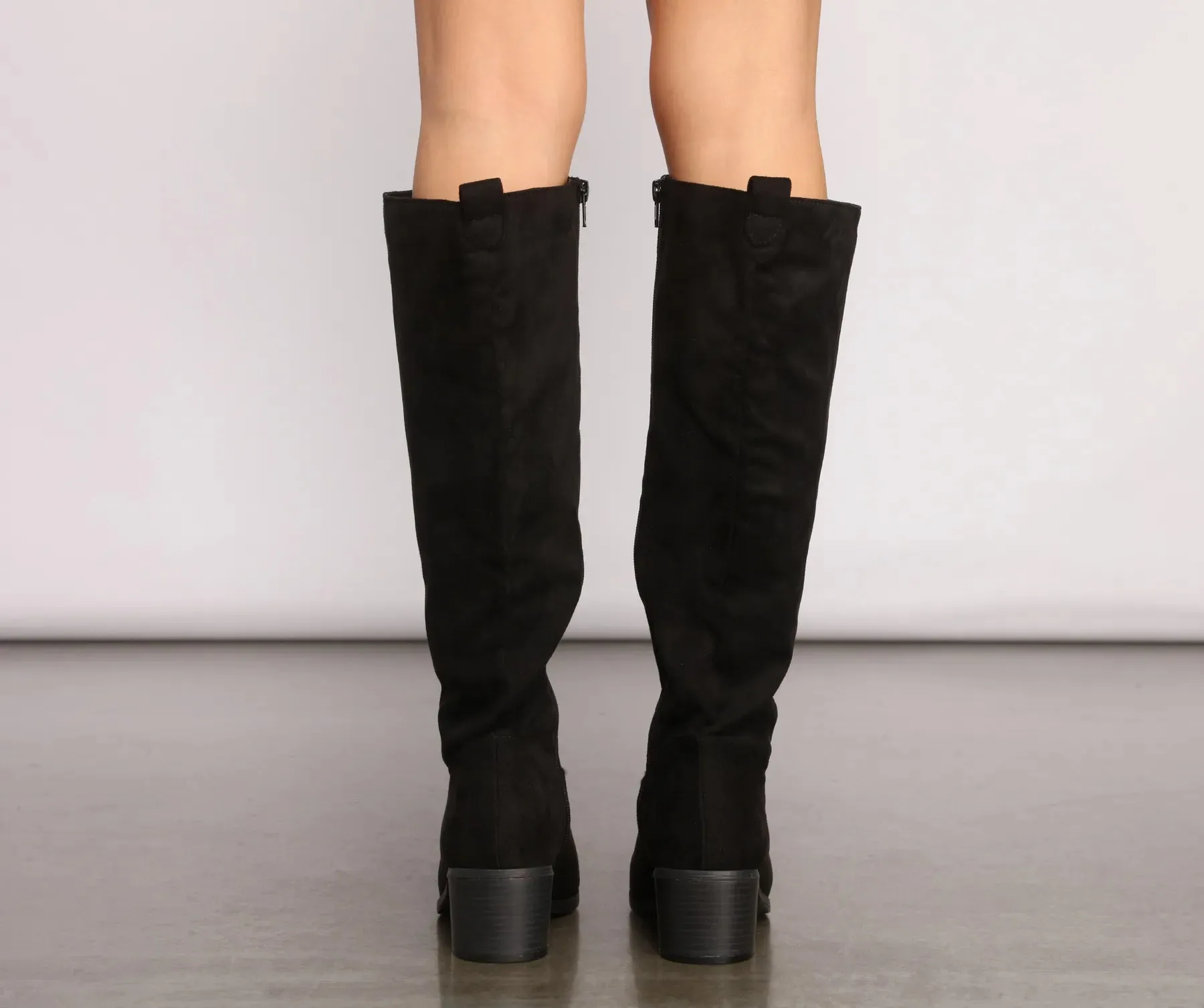 Faux Suede Below The Knee Boots