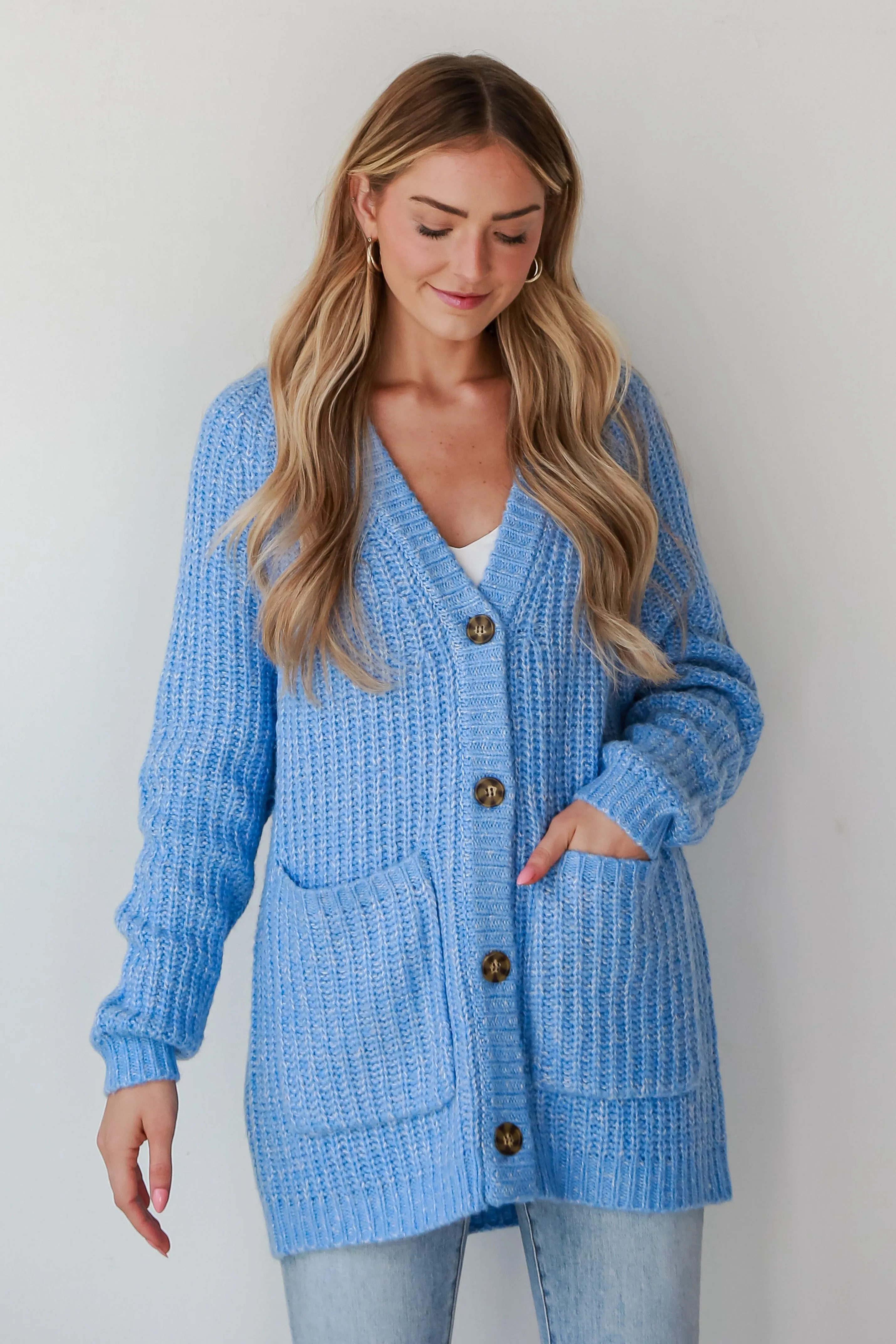 FINAL SALE - All Up To You Blue Oversized Sweater Cardigan