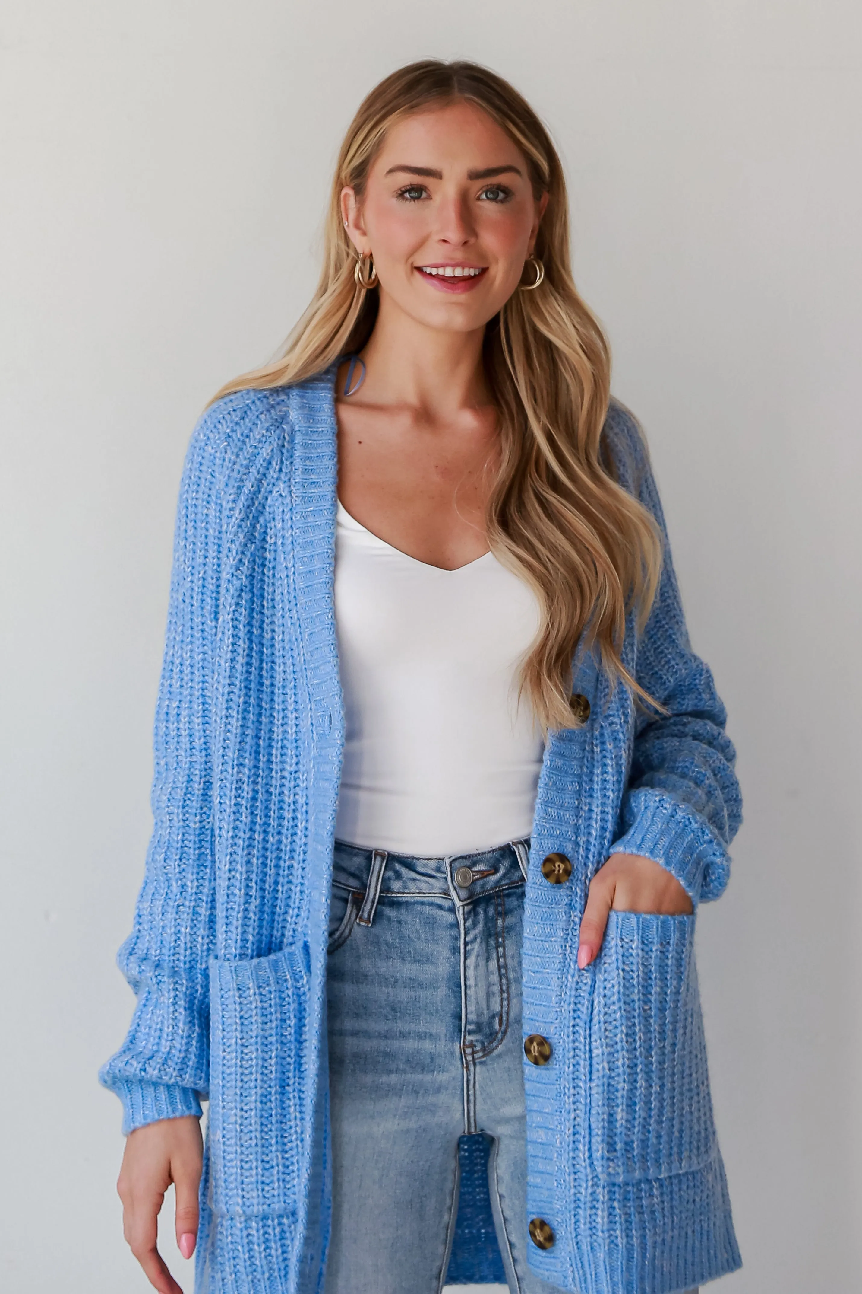 FINAL SALE - All Up To You Blue Oversized Sweater Cardigan