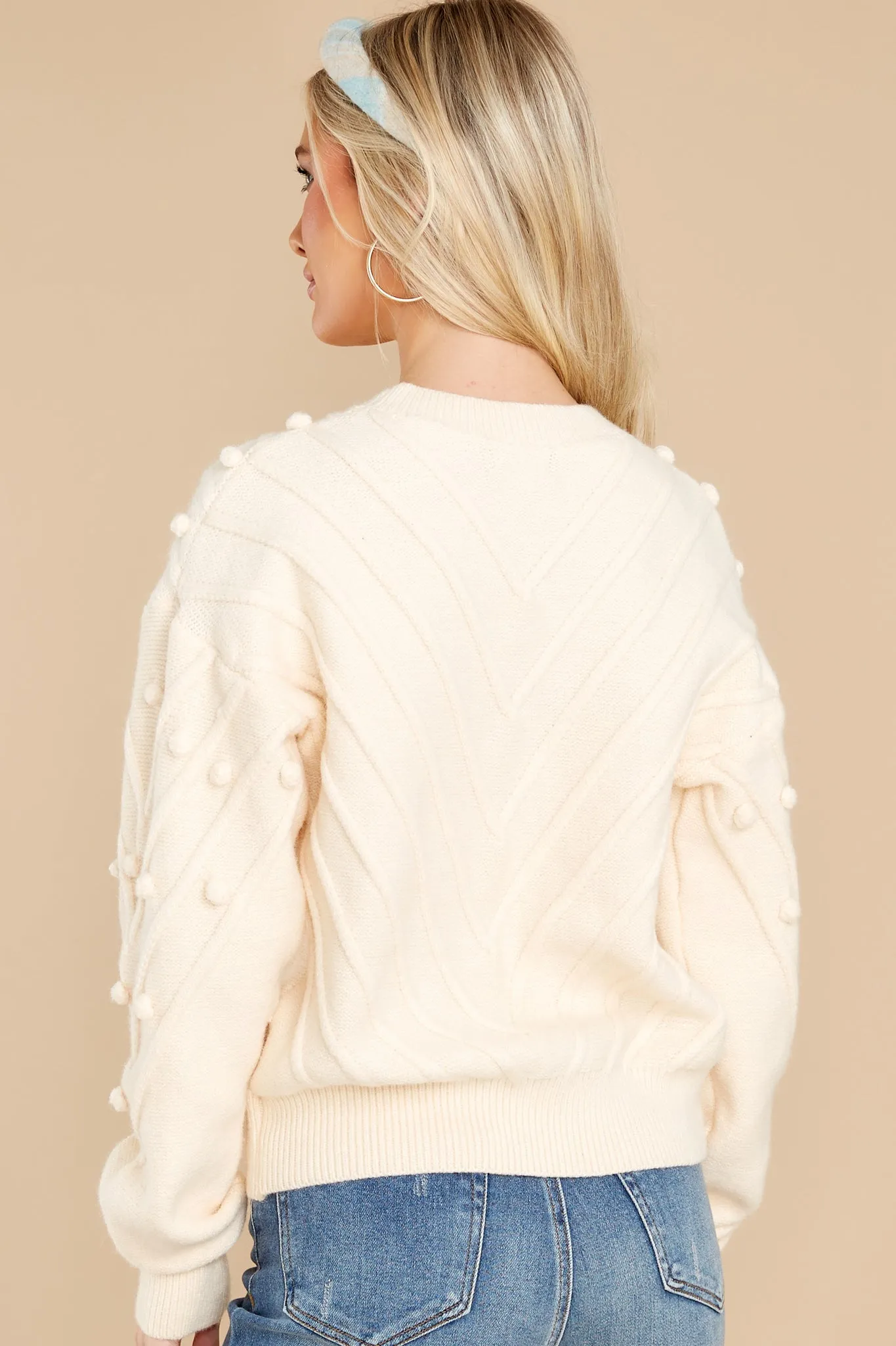 Flirtatious Ways Ivory Pom Pom Sweater