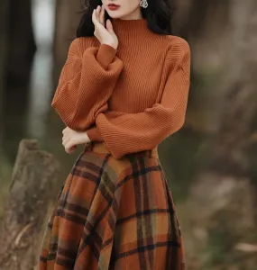 Flytonn-women fall outfits high street ins style  fall outfits women Yujie Hong Kong Style Retro Wear High-Grade Chic Sweater with Plaid Skirt Two-Piece Suit for Women Autumn and Winter