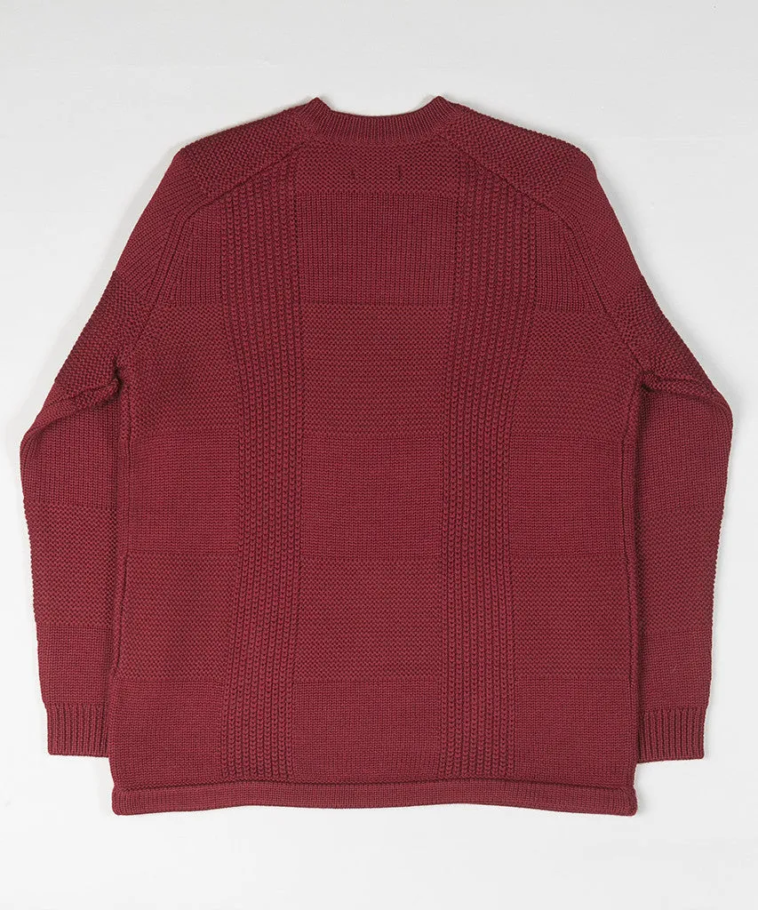 Folk Check Knit Jumper Burgundy