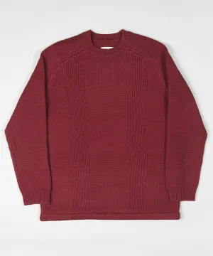 Folk Check Knit Jumper Burgundy