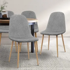 Four Adamas Fabric Dining Chairs - Light Grey