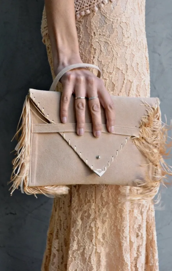 Fringe Leather Suede Clutch