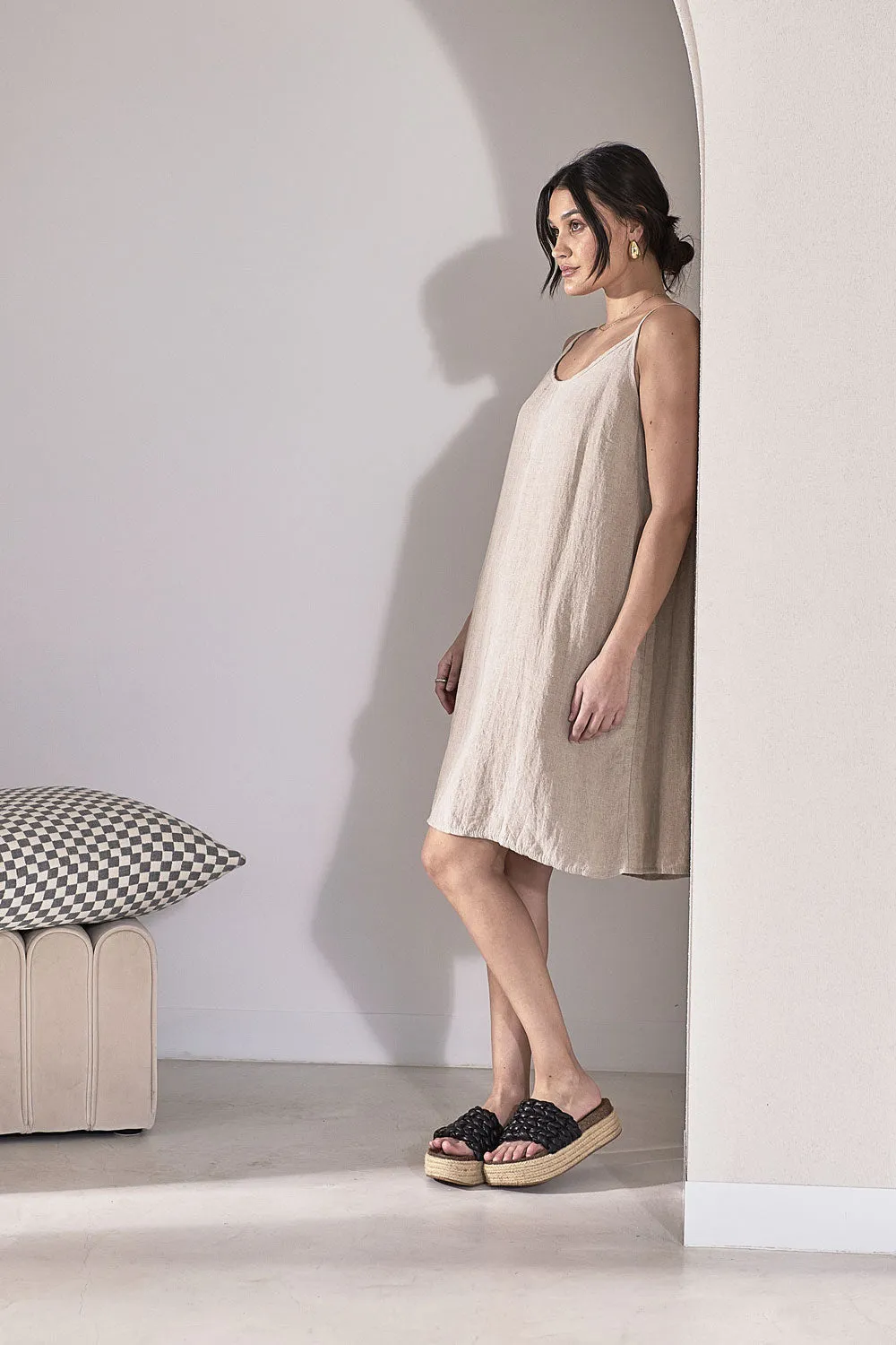 Fundamental Linen Slip Dress - Natural 