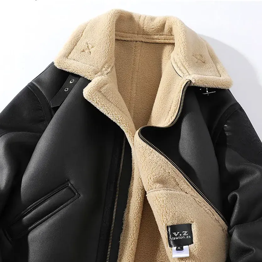 Funki Buys | Jackets | Men's Faux Leather and Sheepskin Jacket