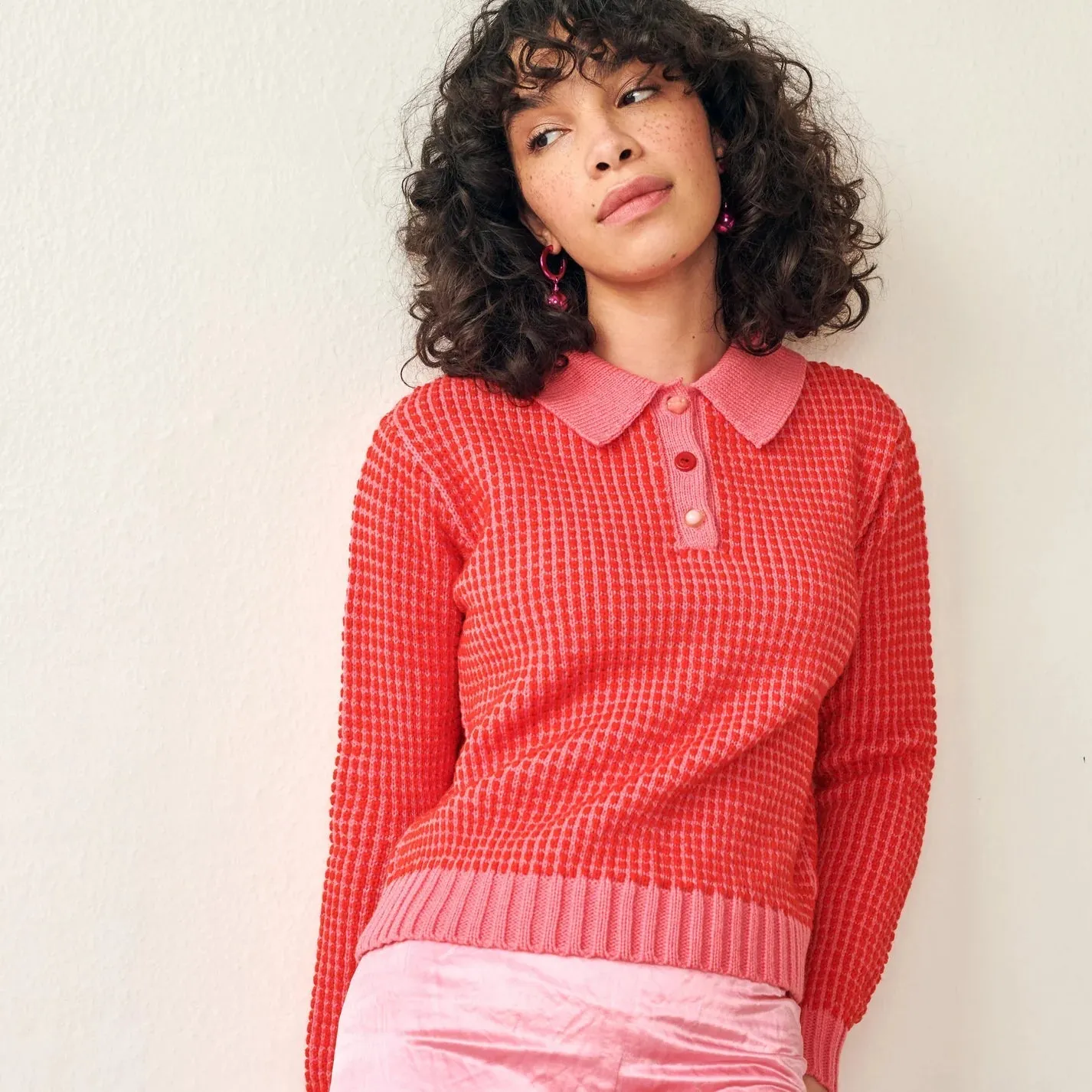 GiGi Knitwear - Hot Pink Mismatch Polo