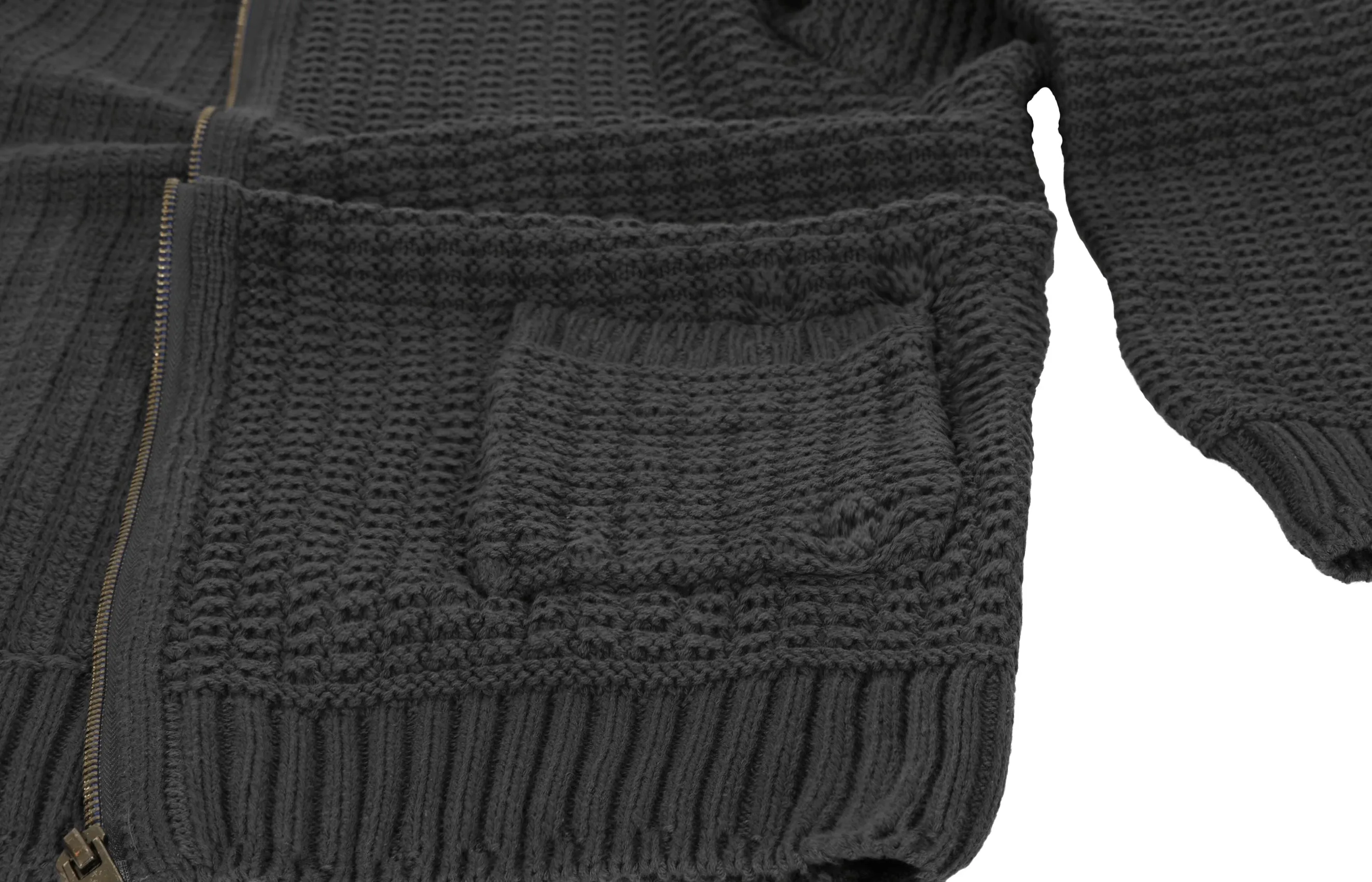 Gioberti Men's Charcoal 100% Cotton Milano Knit Full-Zip Sweater