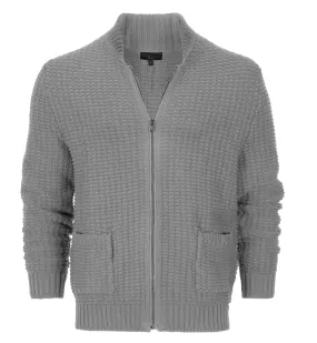 Gioberti Men's Stone 100% Cotton Milano Knit Full-Zip Sweater