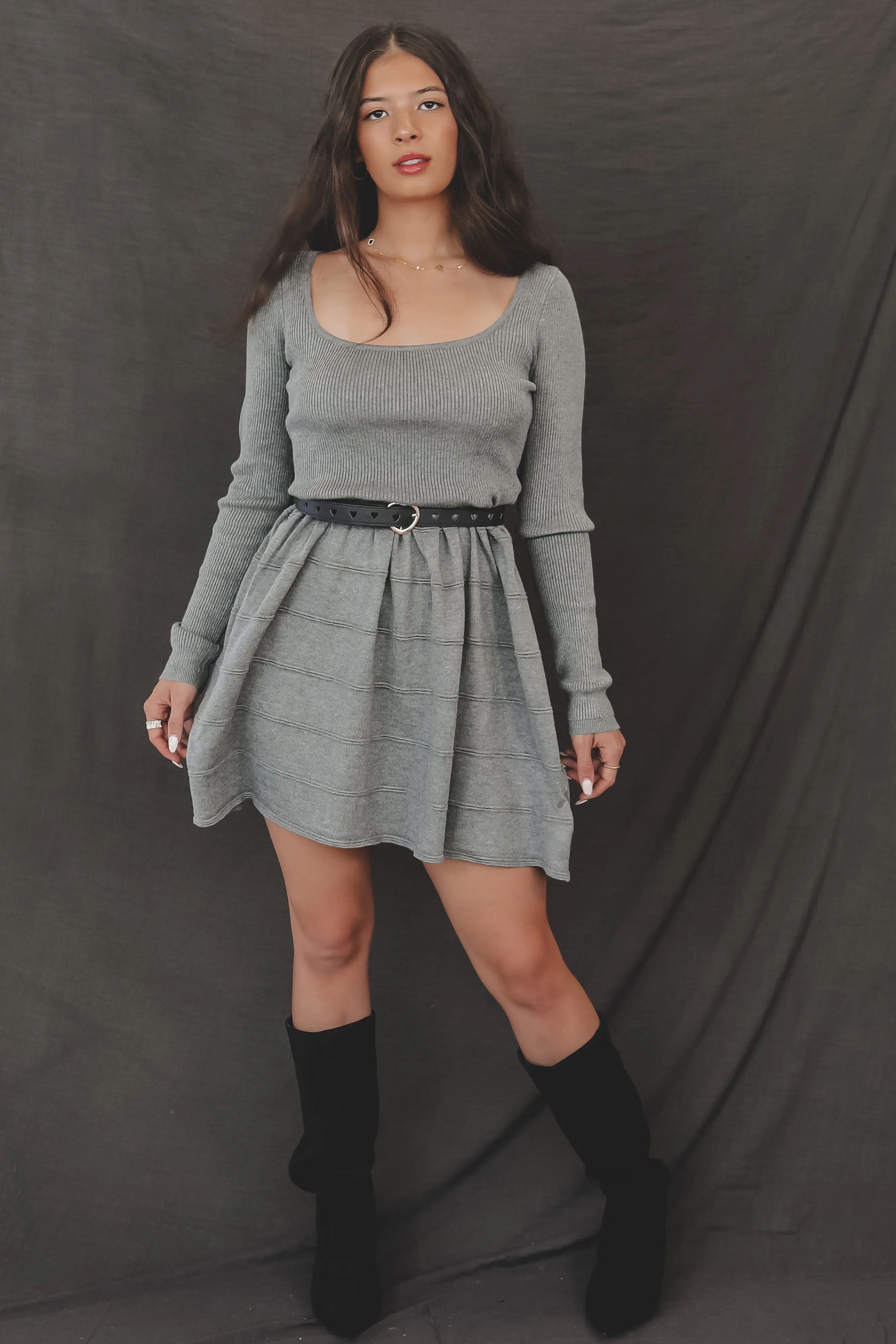 Girlll You Make That Look Good Gray Sweater Dress