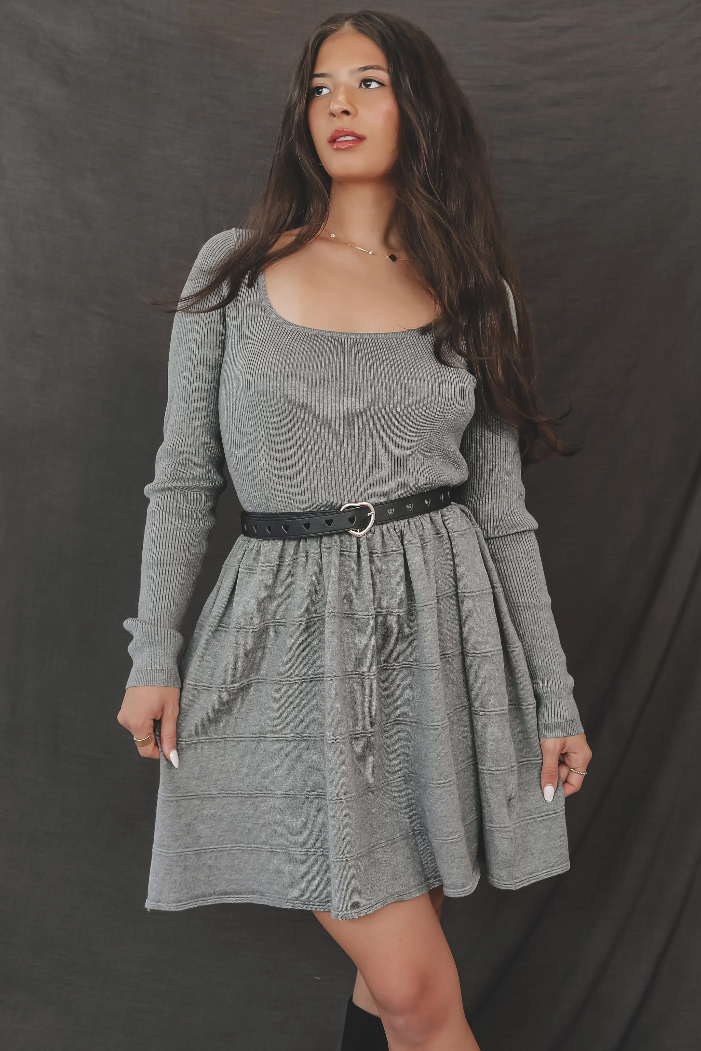 Girlll You Make That Look Good Gray Sweater Dress