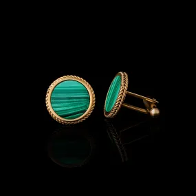 Gold Malachite Leaf Cufflinks