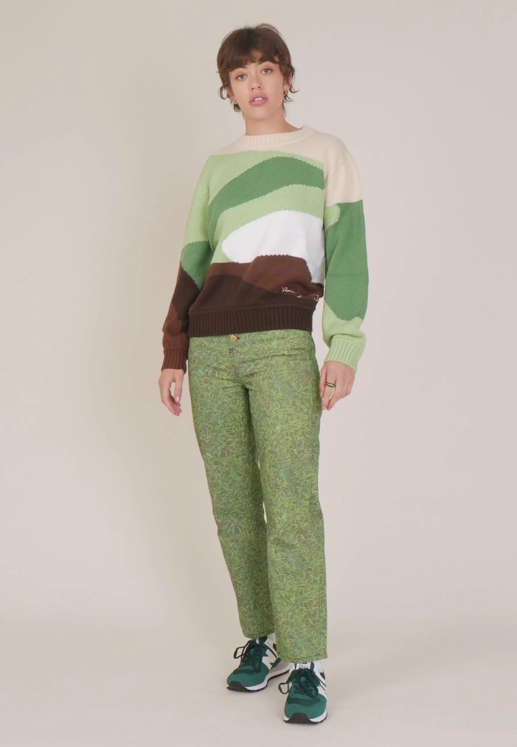 Golden Years Landscape Jumper - grass green