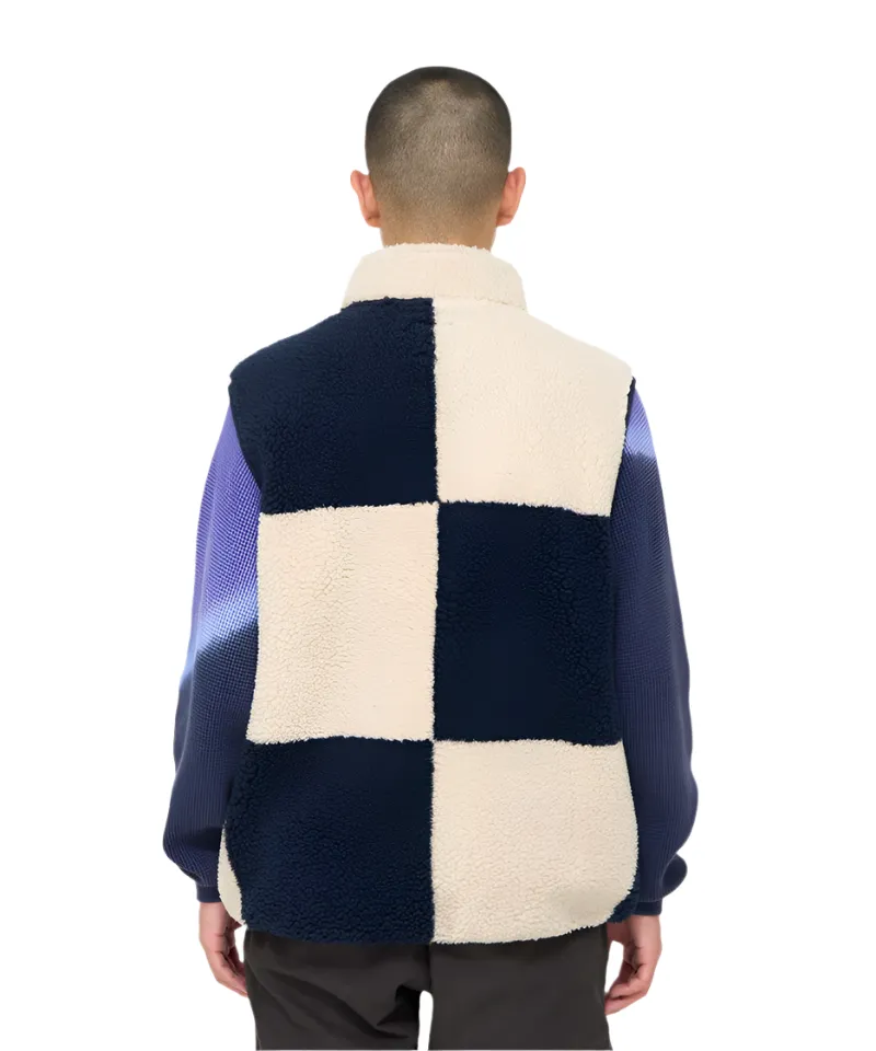 Gramicci - Checkered Sherpa Vest - Natural/Navy Check