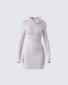 Hala Grey Cowl Neck Sweater Dress