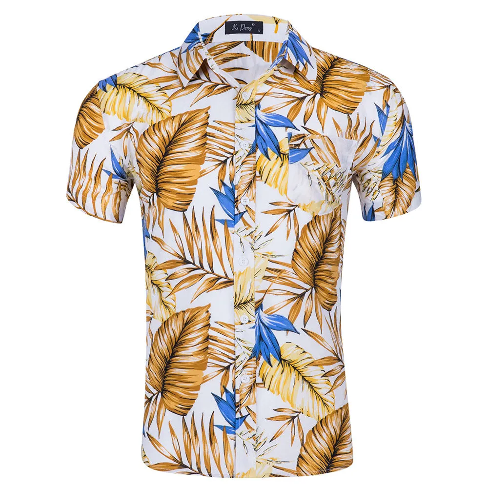 Hawaiian Plants Casual Tencel Cotton Shirt Button Down