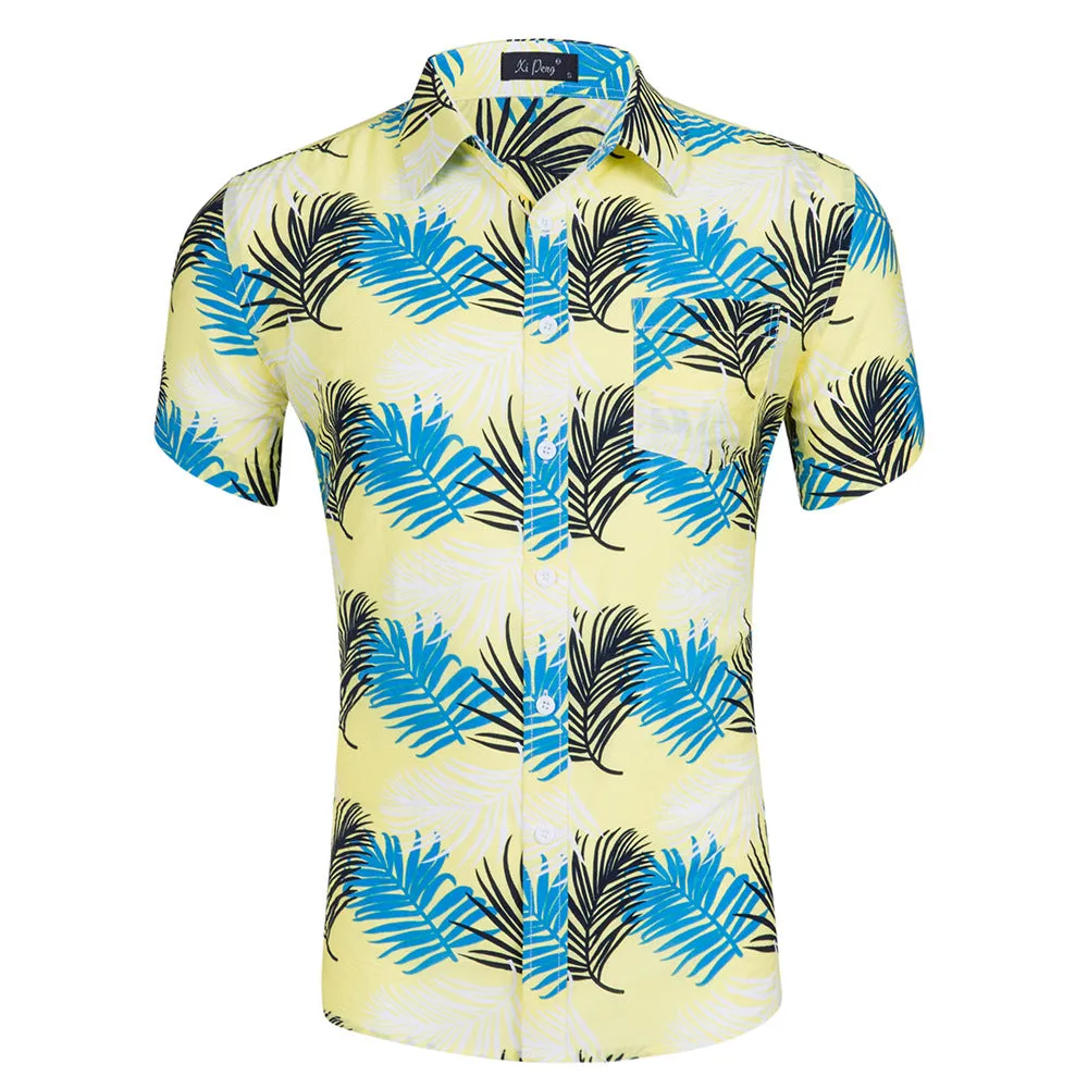 Hawaiian Plants Casual Tencel Cotton Shirt Button Down