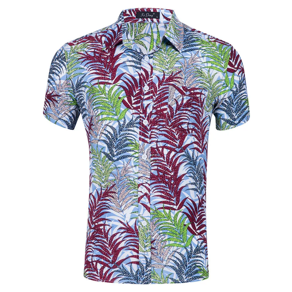 Hawaiian Plants Casual Tencel Cotton Shirt Button Down