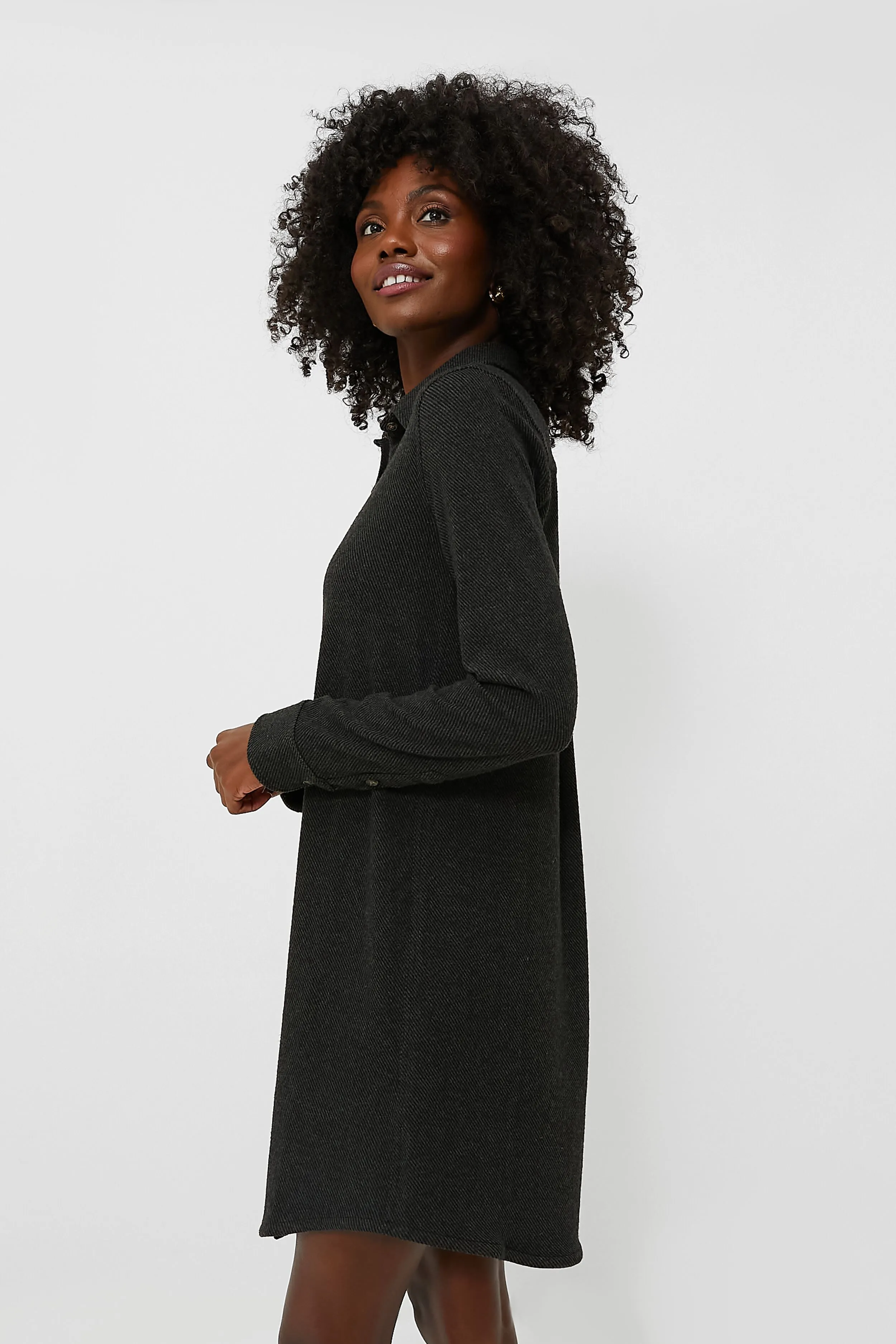 Heathered Black Twill Legend Sweater Dress