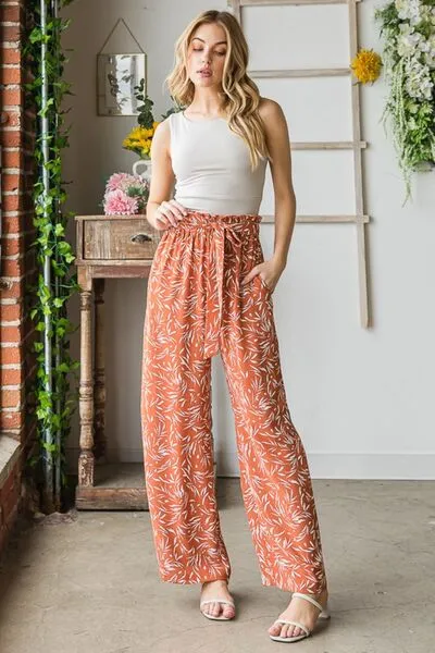 Heimish Printed Tied Straight Casual Pants