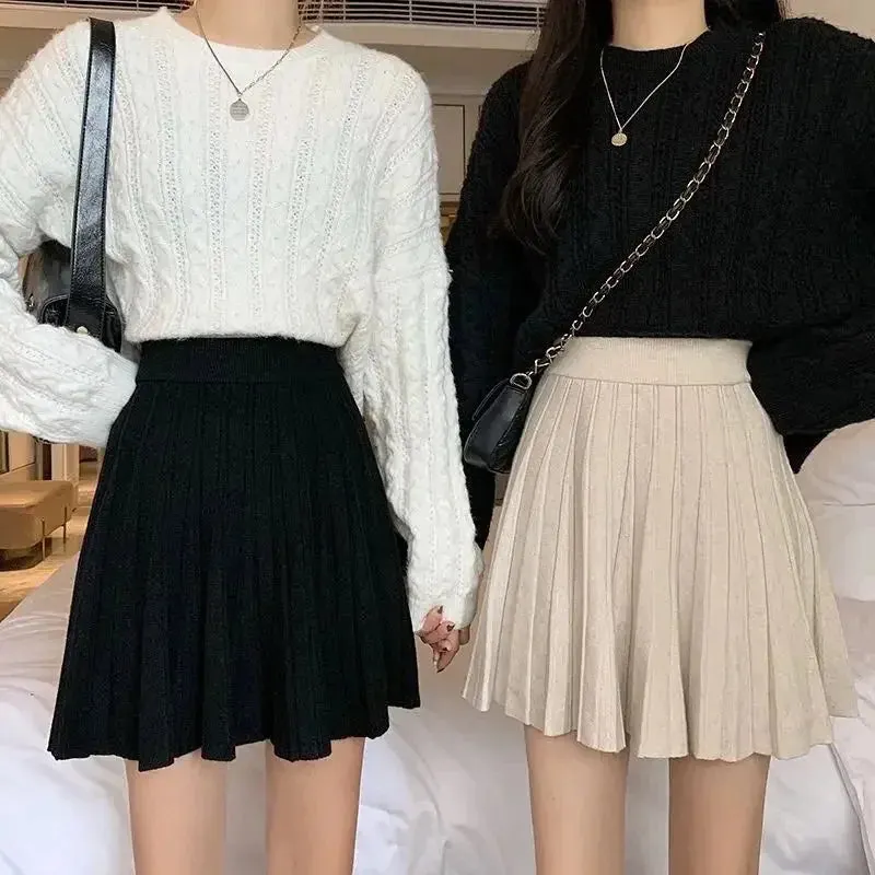 High Waist Knitted Mini Skirt for Women