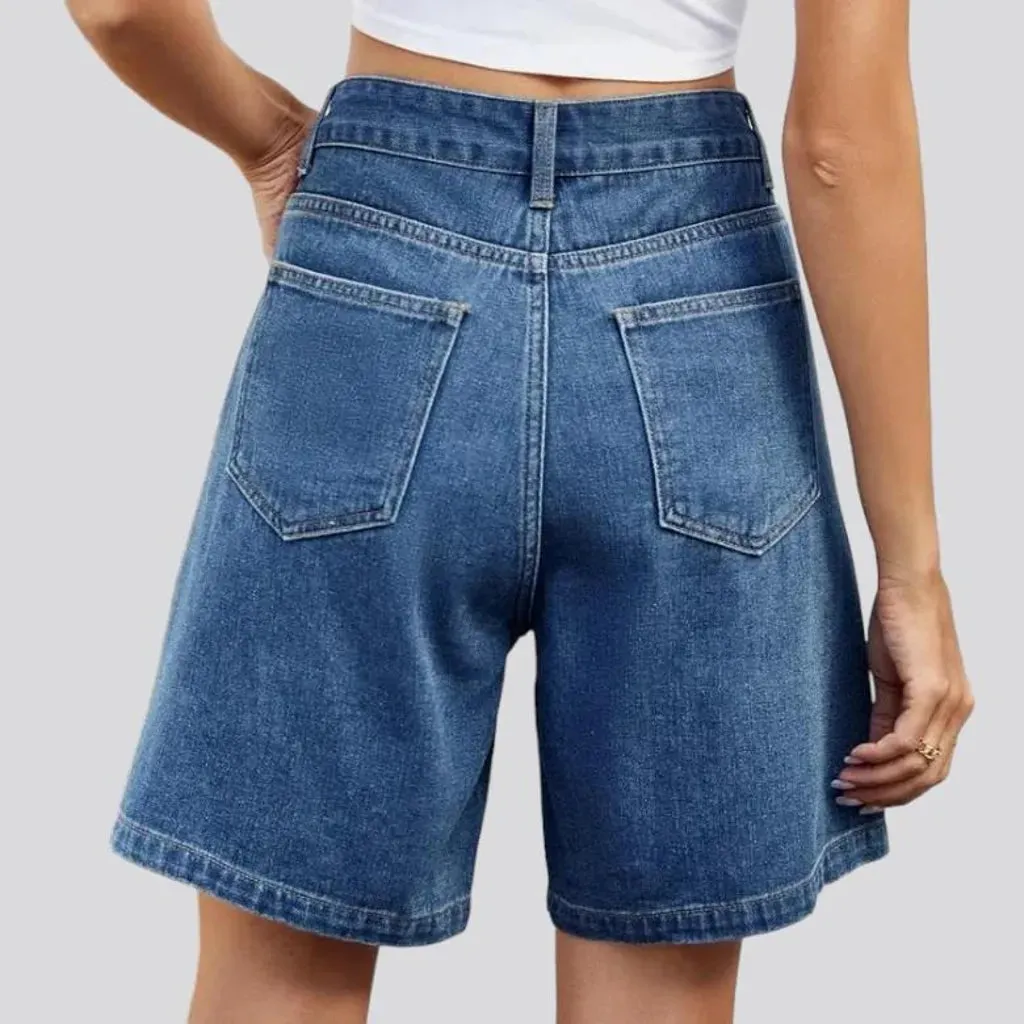 High-waist street jean shorts for ladies