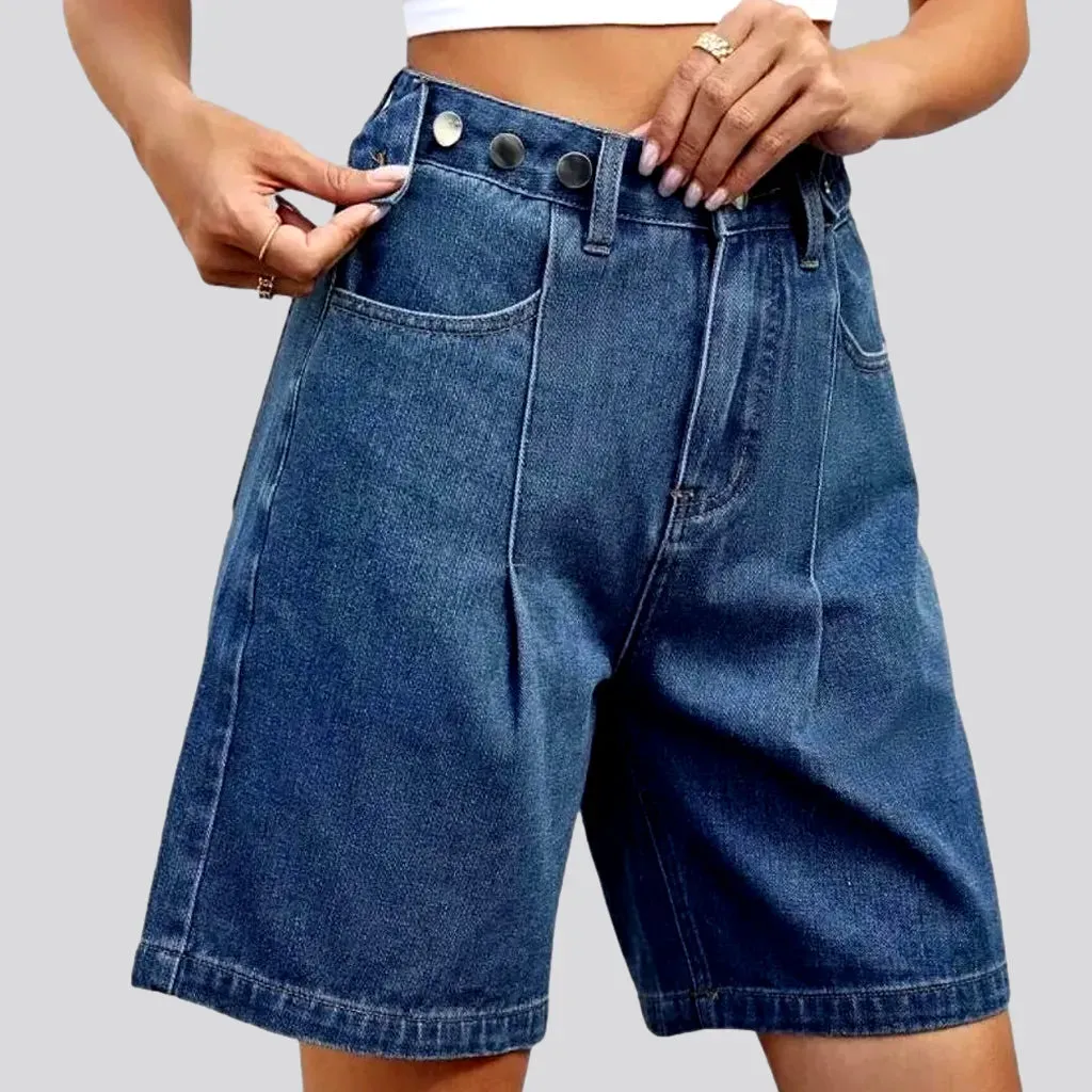 High-waist street jean shorts for ladies