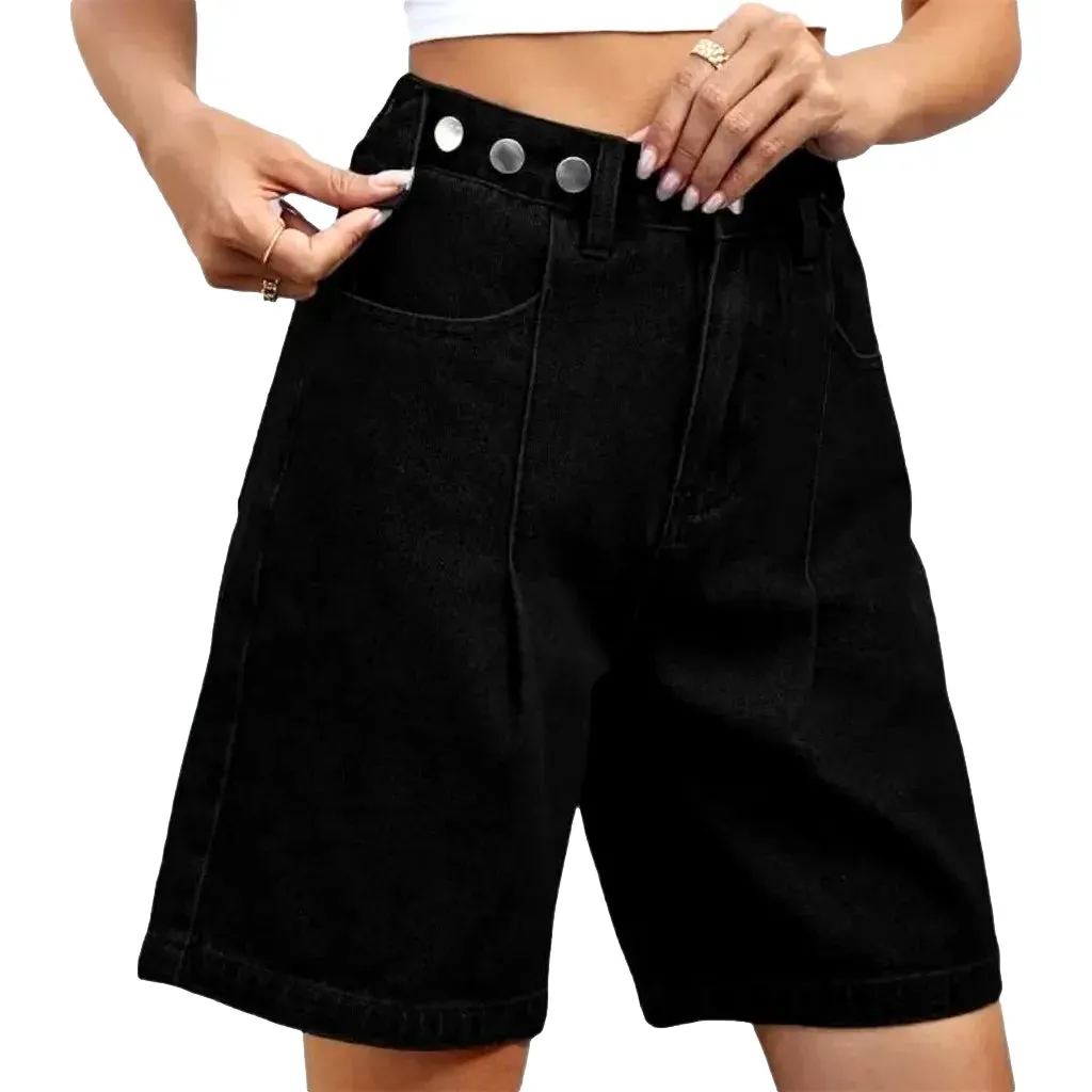 High-waist street jean shorts for ladies