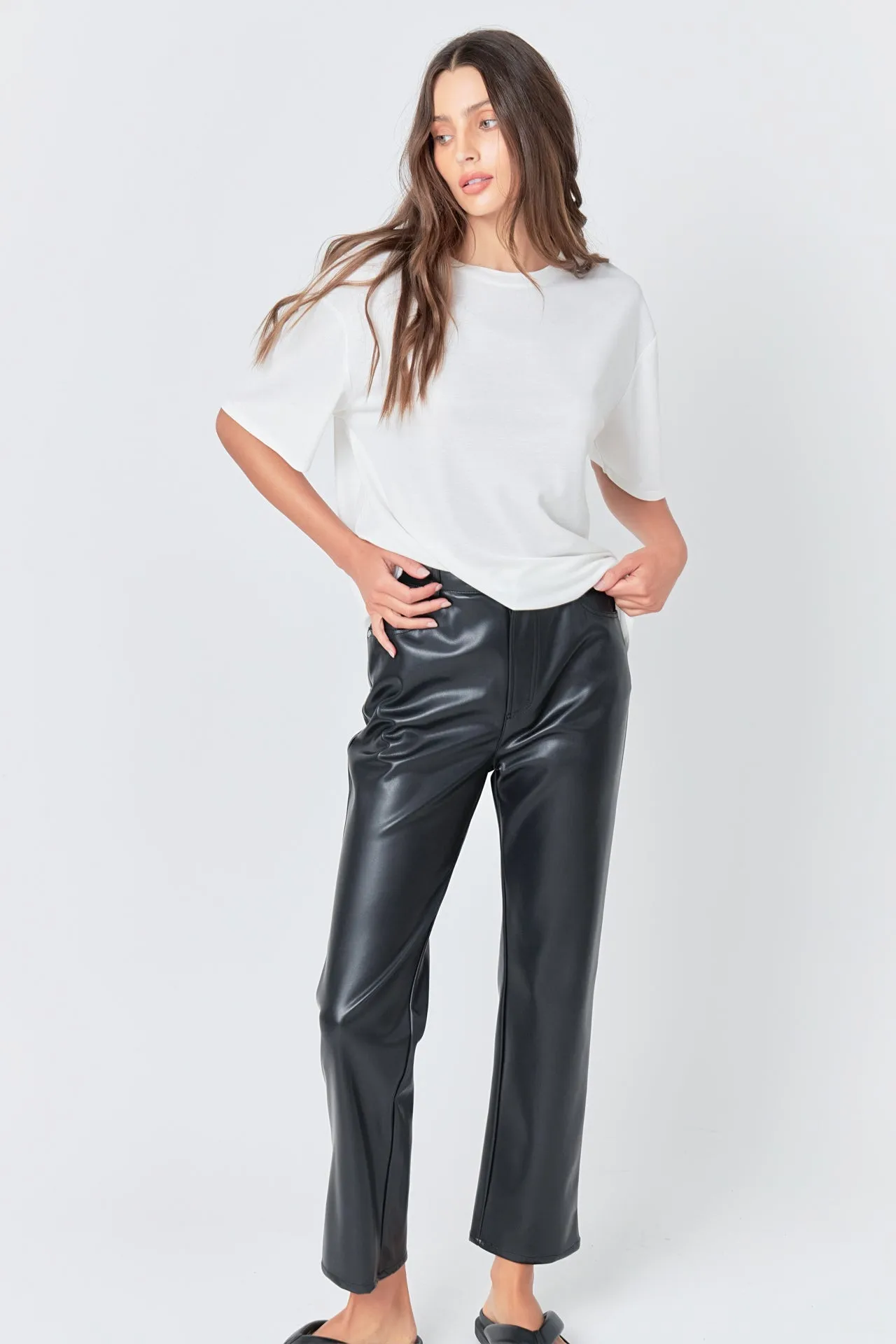 High-Waisted Faux Leather Pants