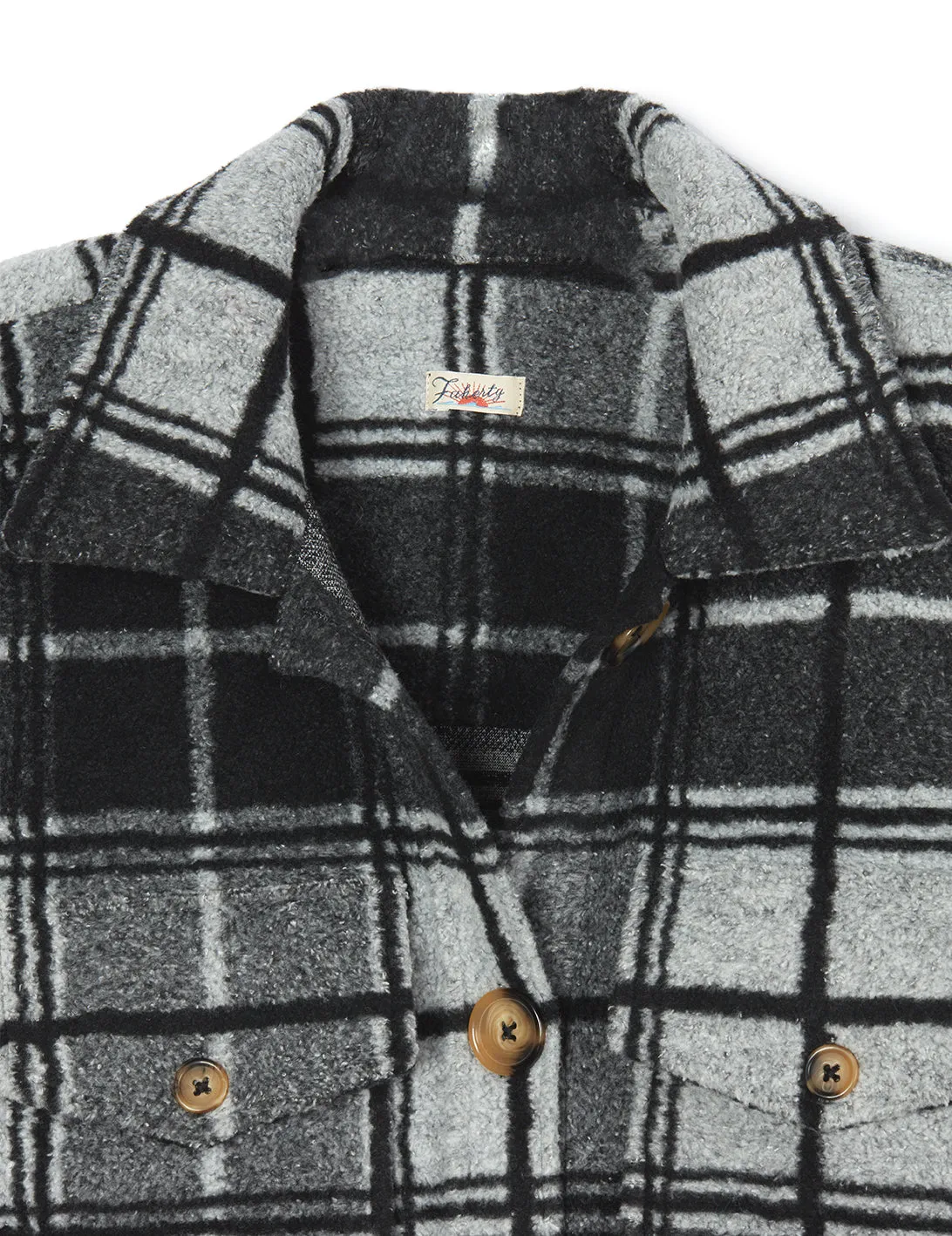 Holden Sherpa Jacket in Black Cream Plaid