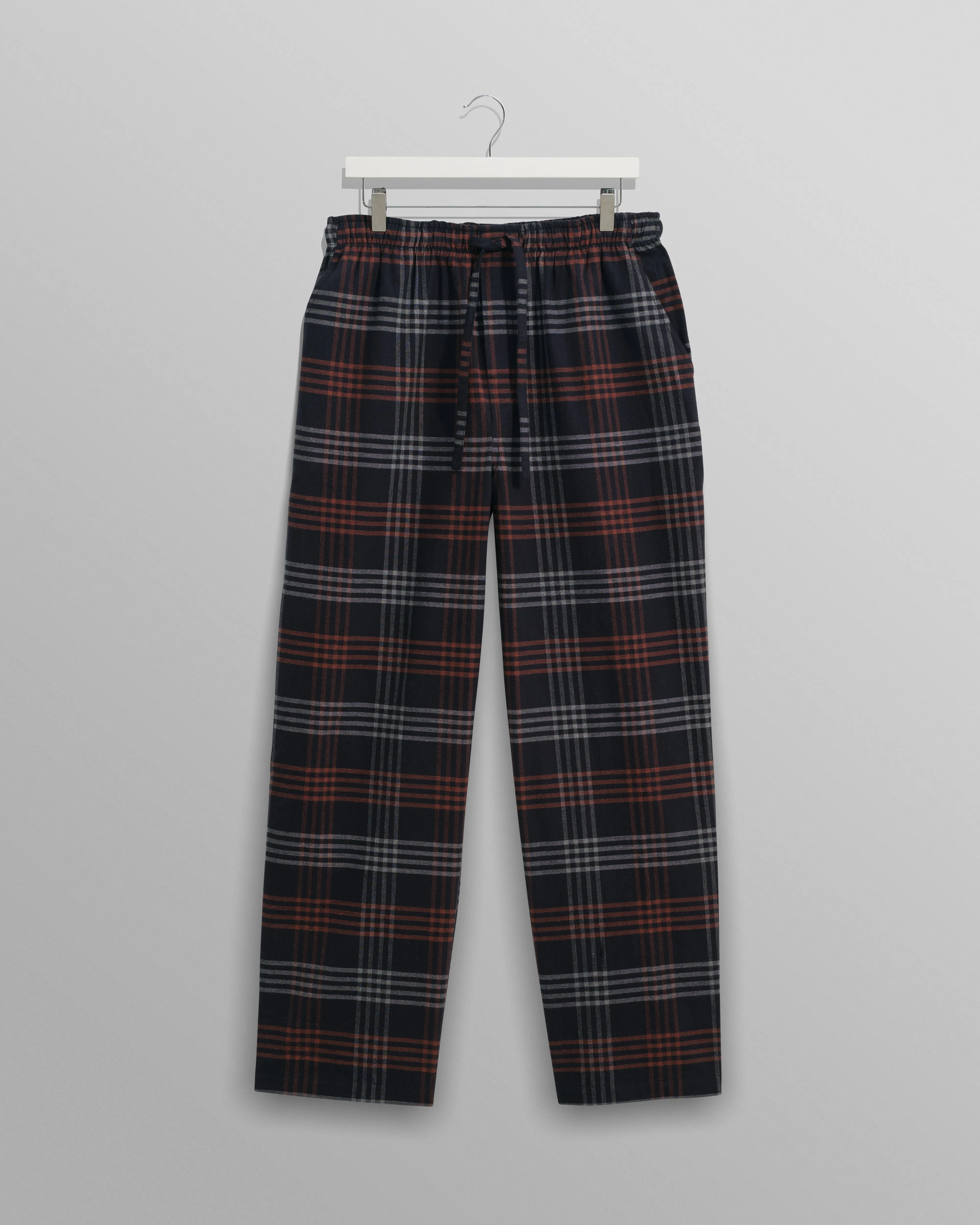 Hutton - Navy And Orange Check Flannel Lounge Trouser