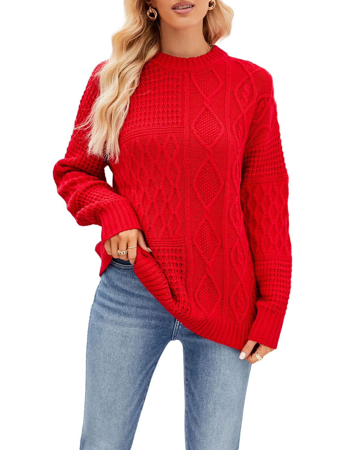 iB-iP Women's Cozy Casual Top Long Sleeve Lightweight Soft Pullover Sweater