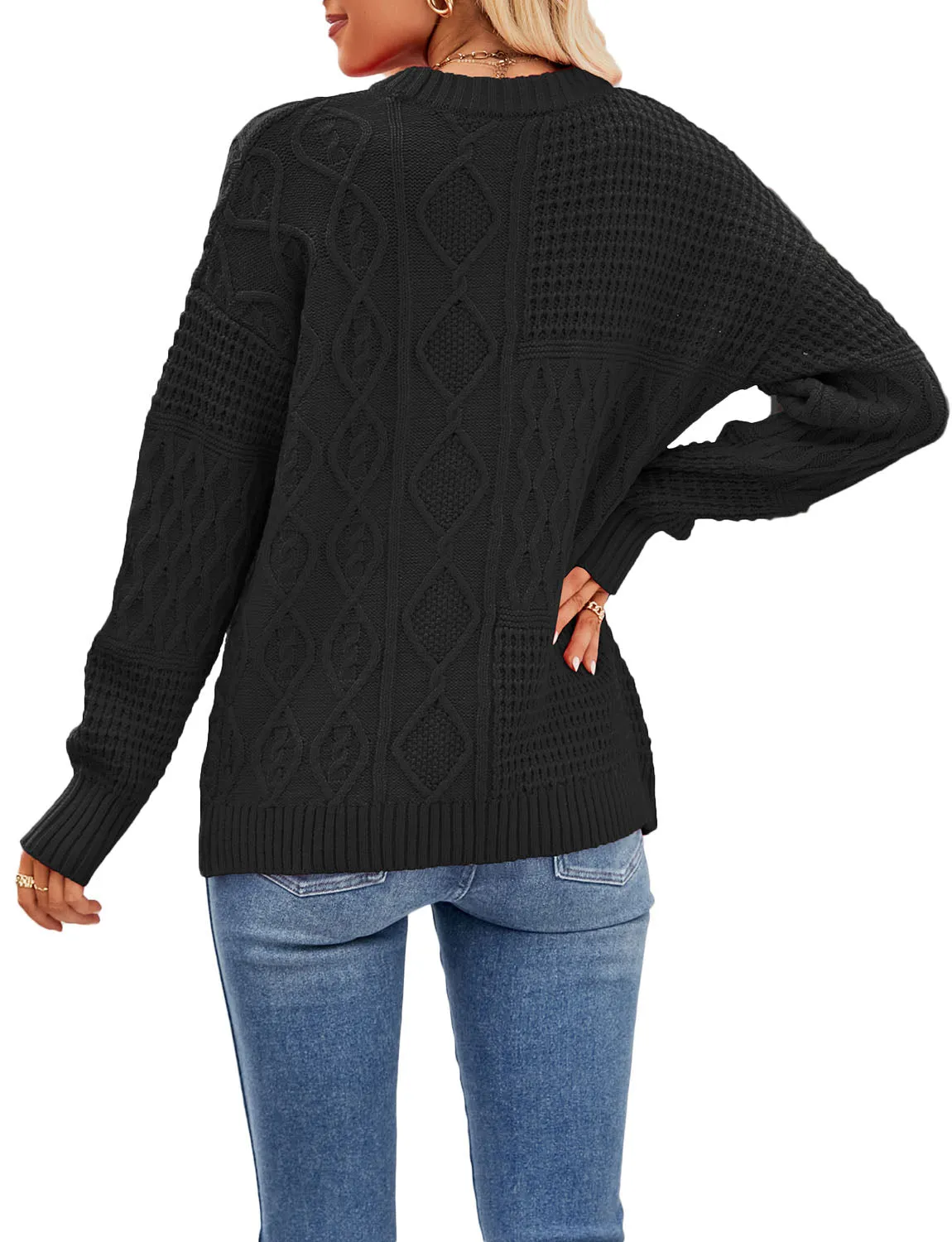 iB-iP Women's Cozy Casual Top Long Sleeve Lightweight Soft Pullover Sweater