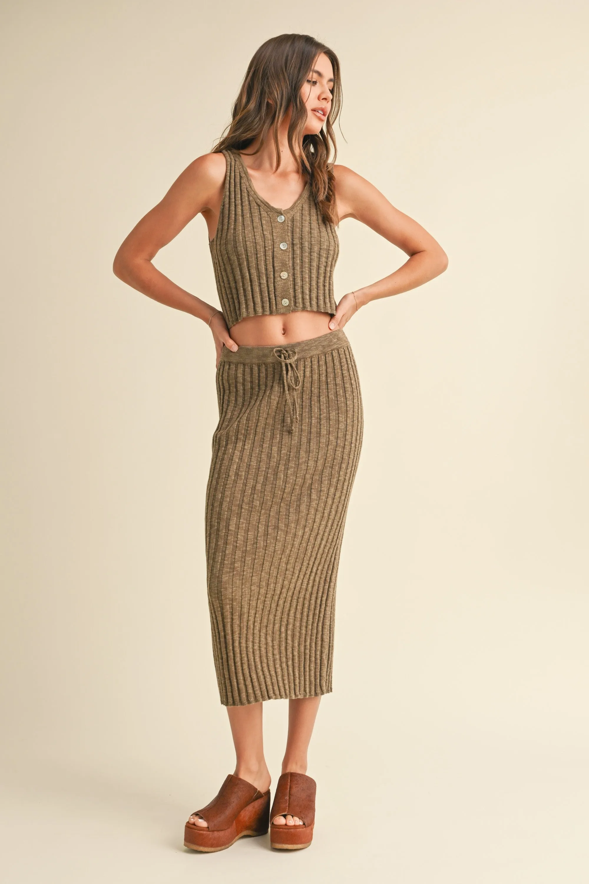 James Ribbed Skirt