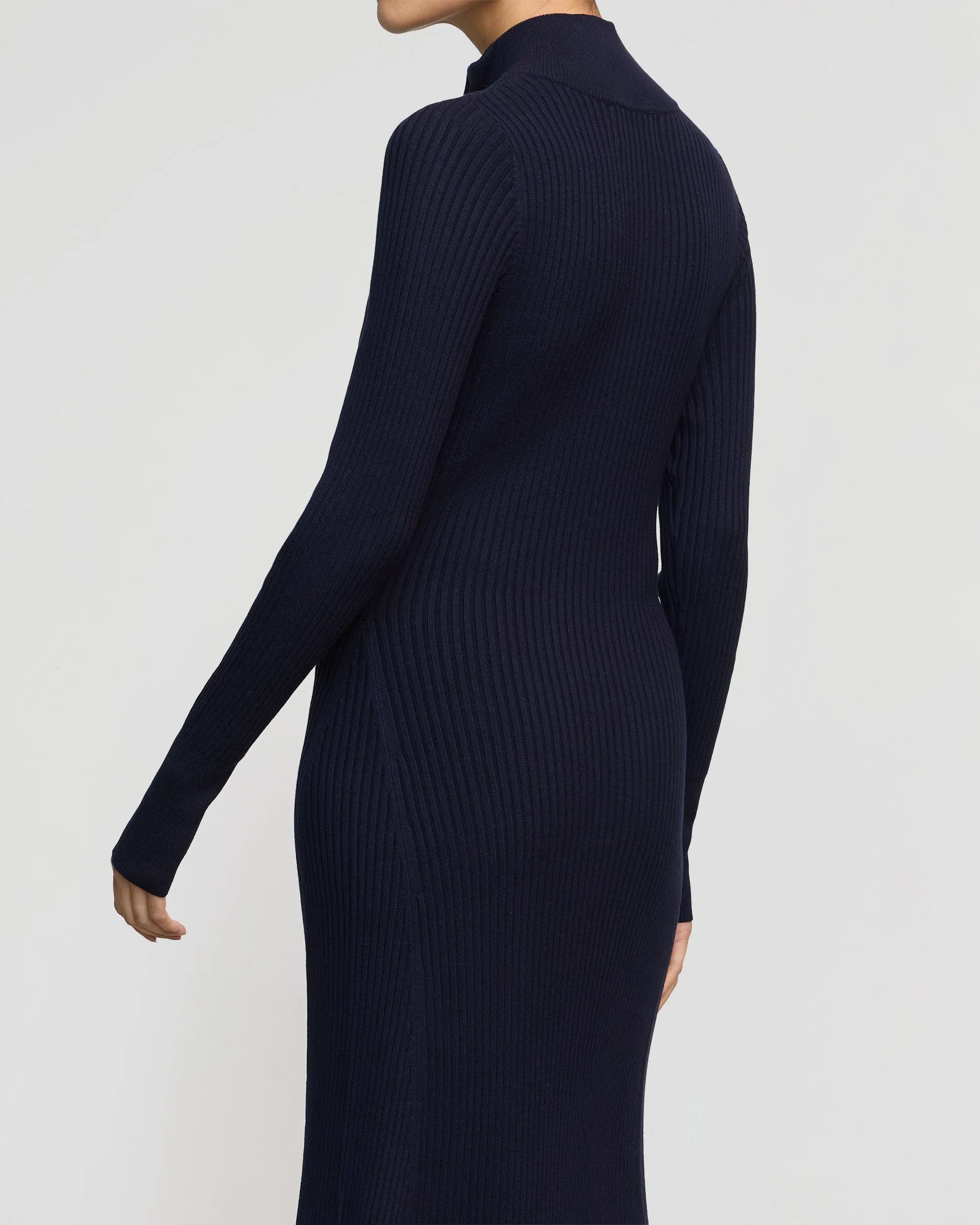 Janne Ribbed Two-Way Zip Sweater Dress